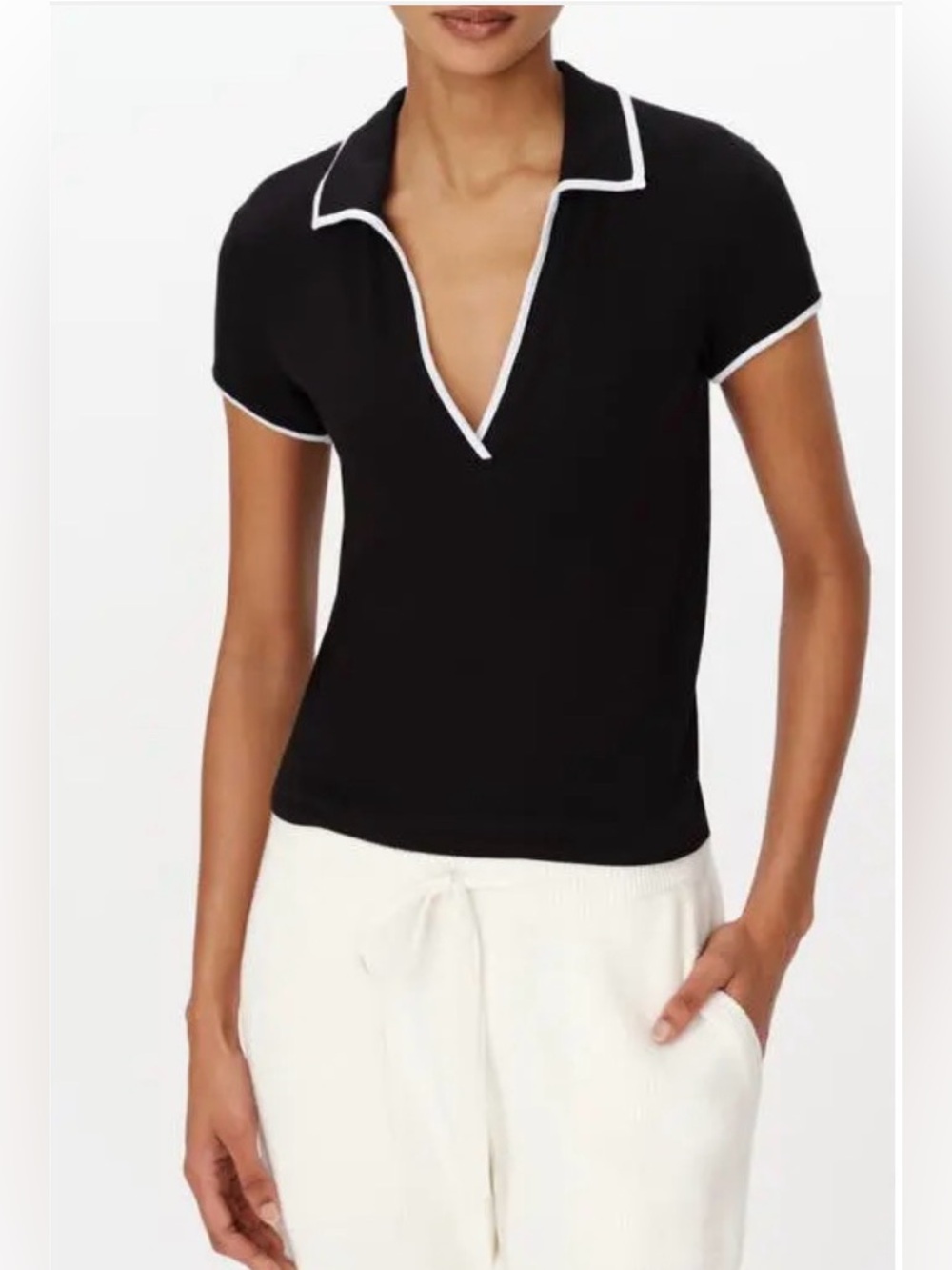 ATM Anthony Thomas Melillo Tipped Johnny Collar Polo, NWT